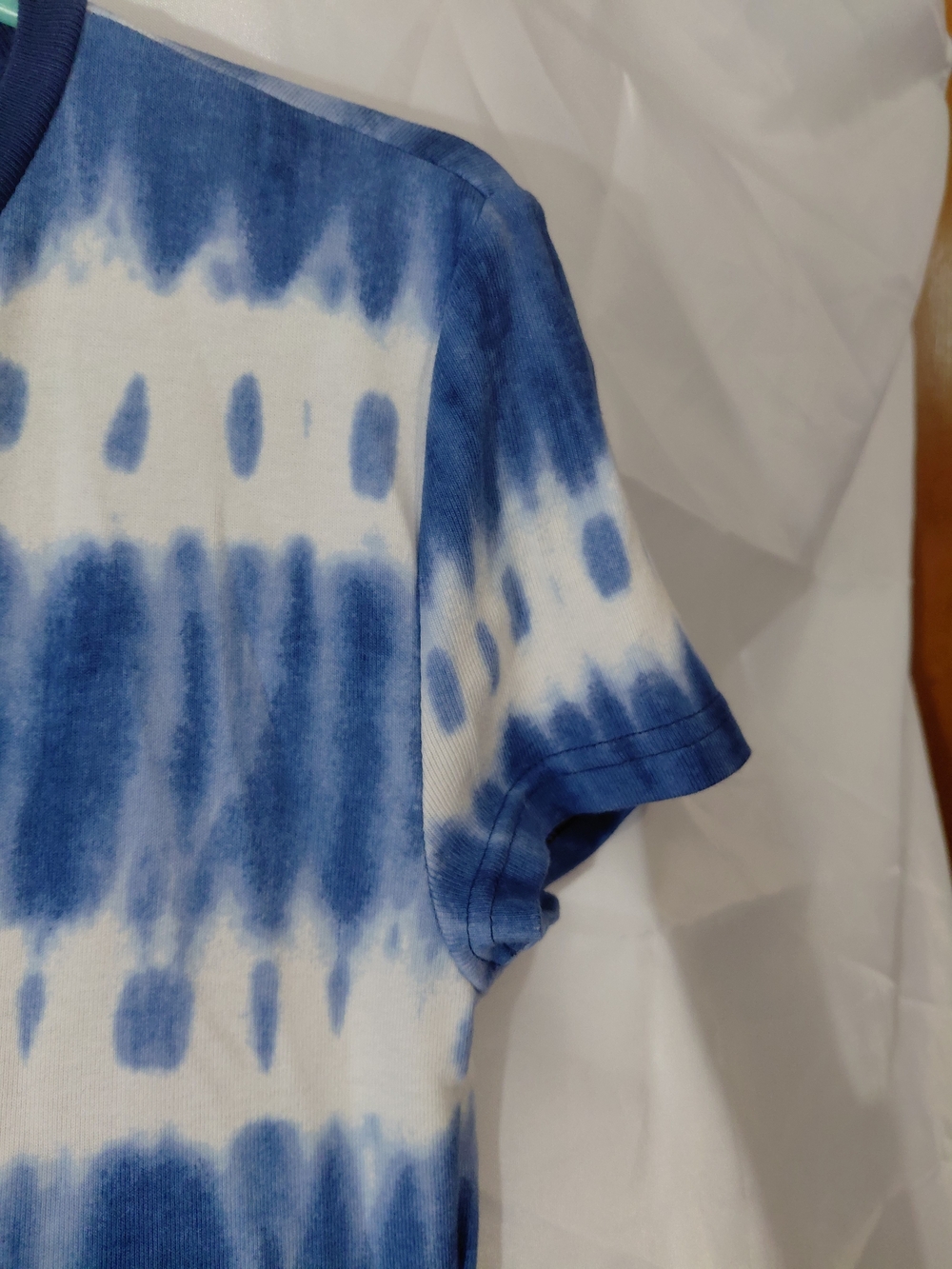 Chaps Navy & White Tie-Dye Lace-Up Midi Dress - Picture 5 of 11